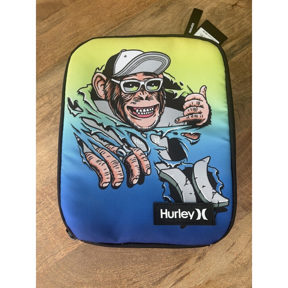 Hurley Monkey Graphic Lunch Box Boys Insulated 10x7 Gradient Multicolor Novelty